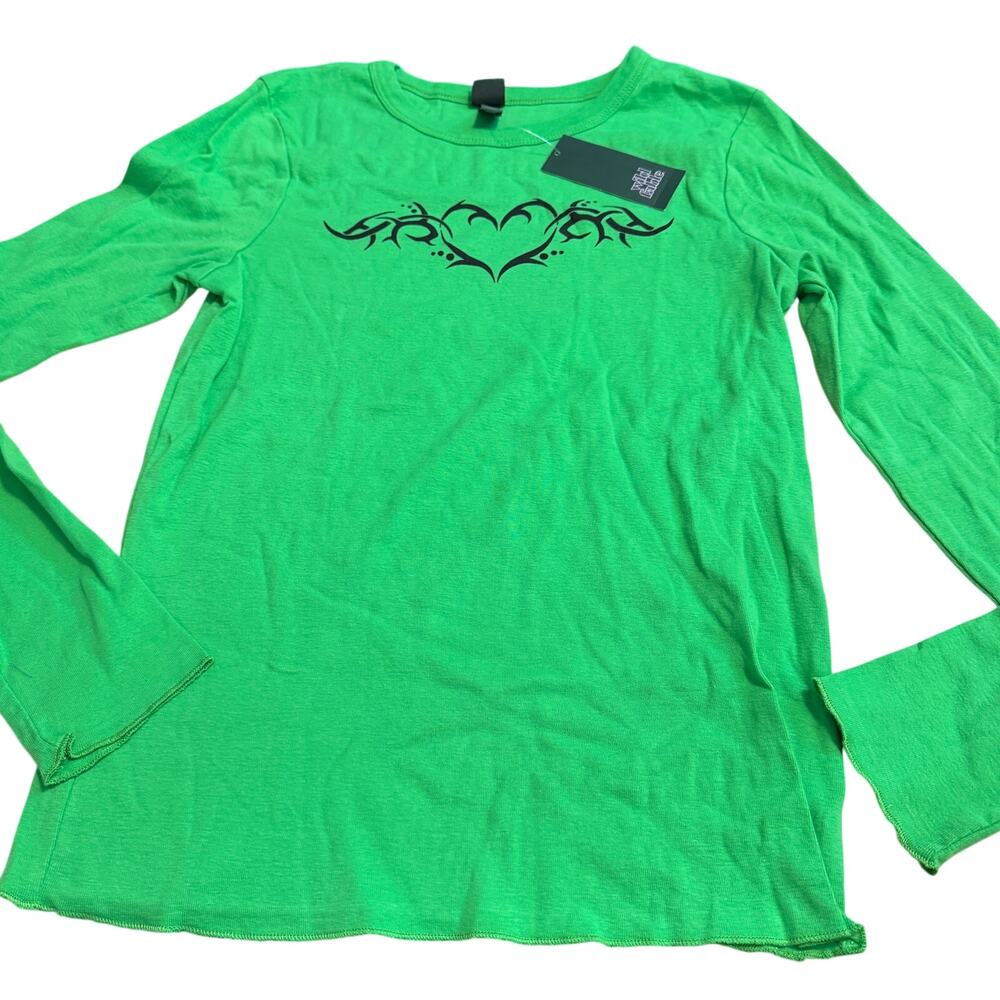 Wild Fable Women's Vibrant Green Long Sleeve Graphic T-Shirt - Size Large - NWT